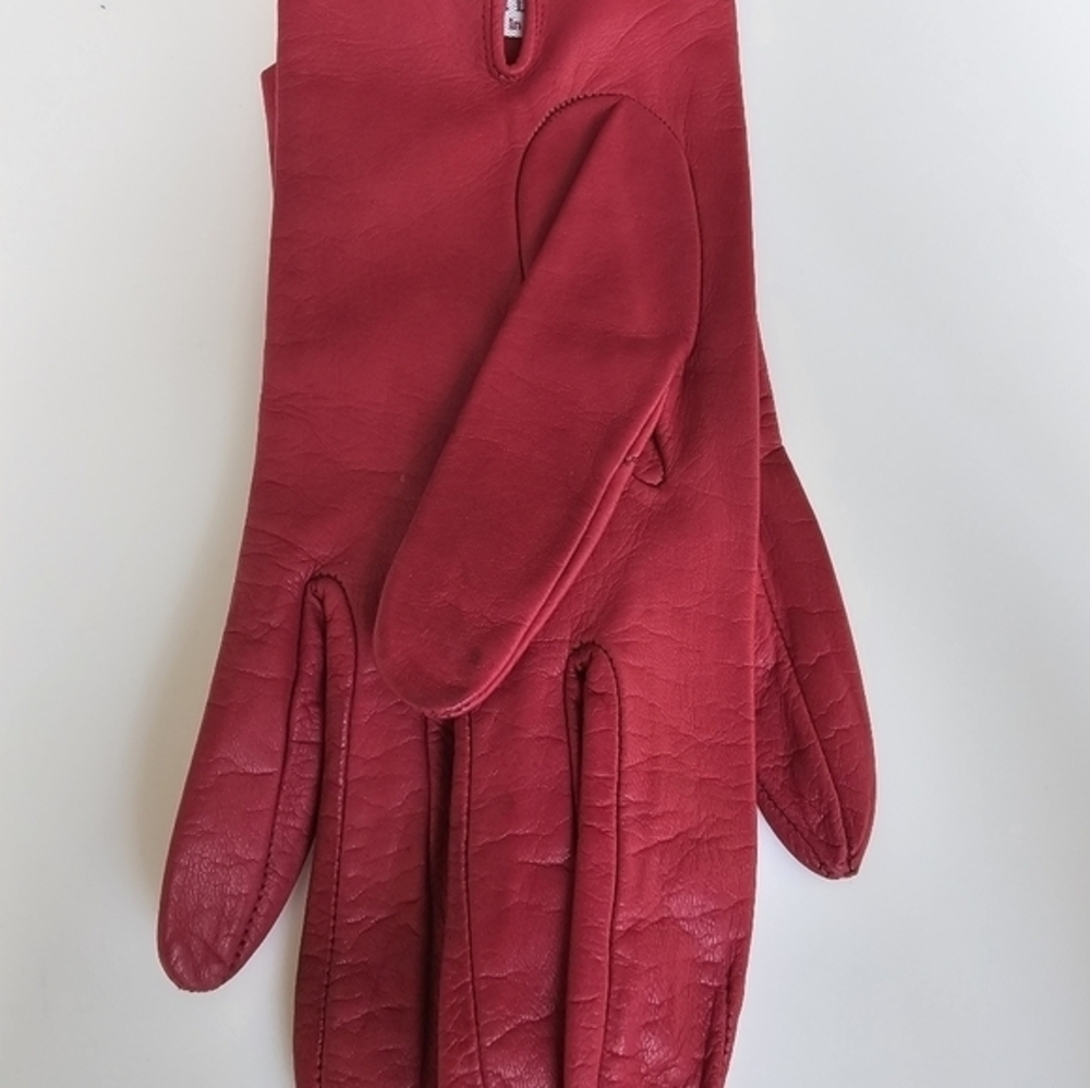 Vintage red leather gloves by Sermoneta, made in Italy‎ - Picture 7 of 10